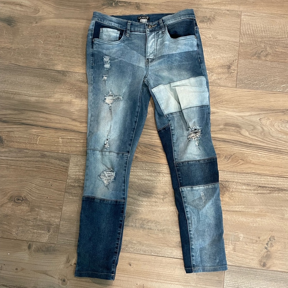 Venus Distressed Patchwork skinny Jeans - Picture 3 of 5